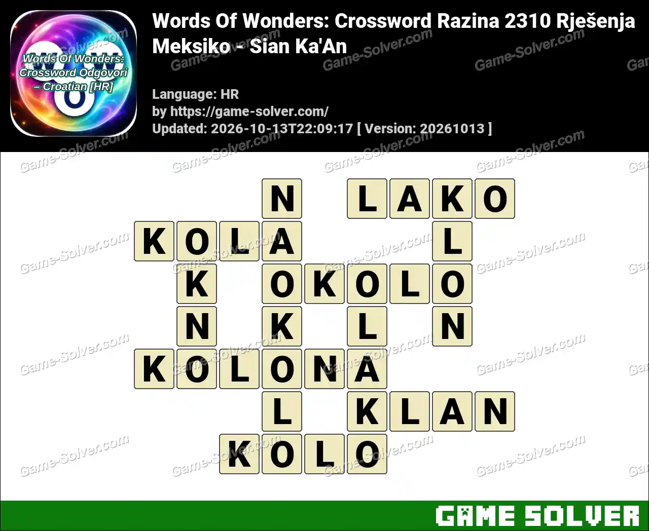 Words Of Wonders: Crossword Razina 2310 Rješenja – Meksiko – Sian Ka’An